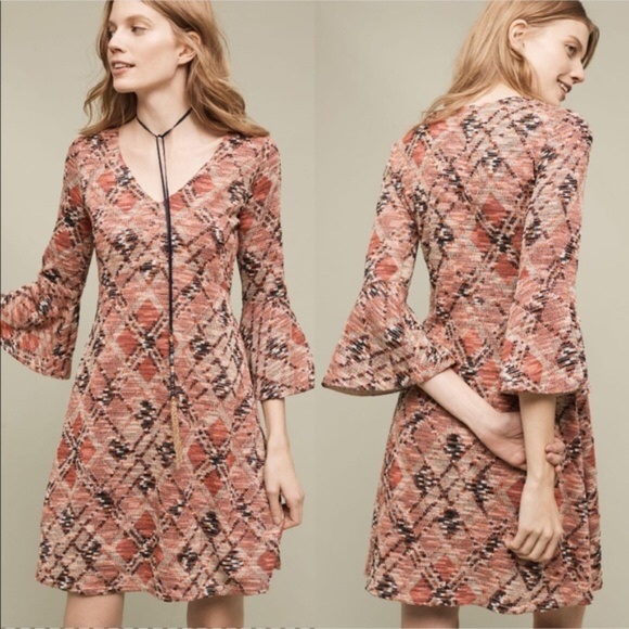 Anthropologie Dresses & Skirts - ANTHROPOLOGIE Pink Knit long sleeve Swing Dress SP